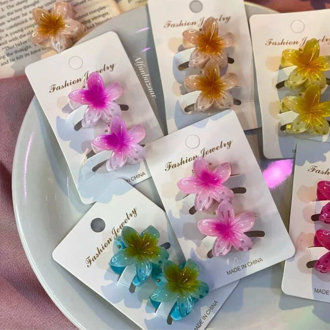 2pcs Small Gradient Flower Clips - Image 2