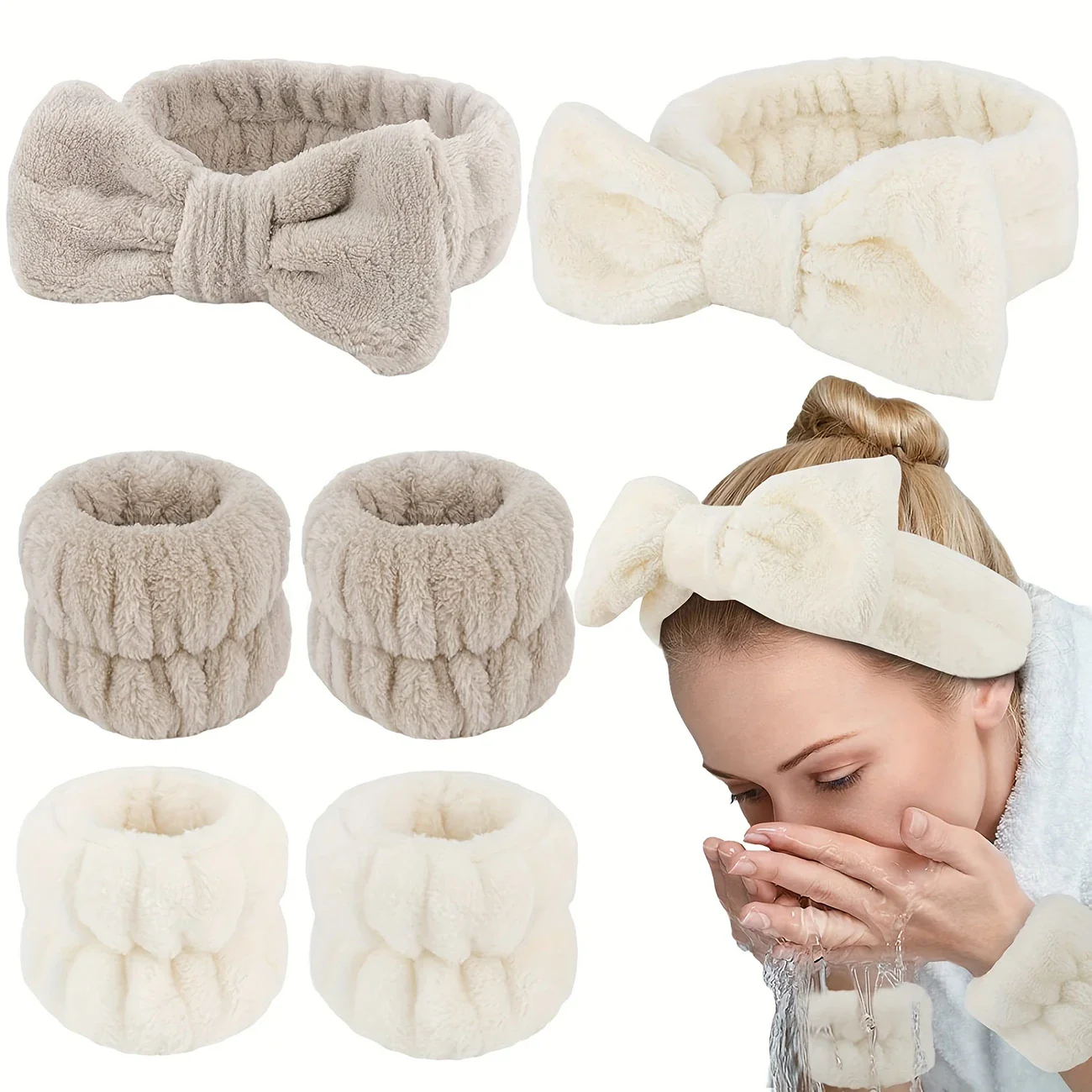 3pcs Plush Headband & Wristband Set - Image 2