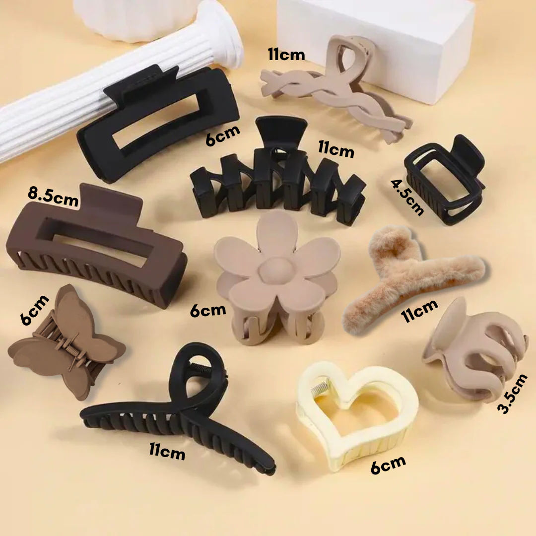 8pcs Earthy Tone Claw Clips Set - Image 3