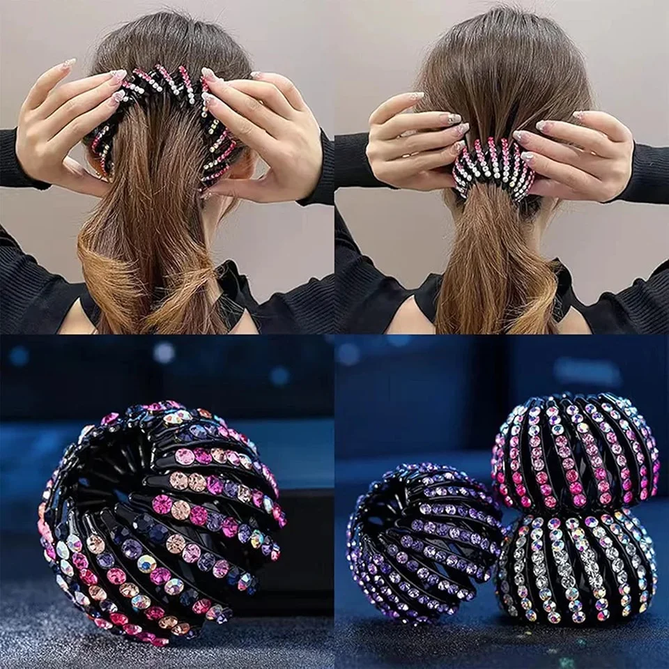 Crystal Bun Hair Claw Horsetail Buckle Hair Clip - Image 2