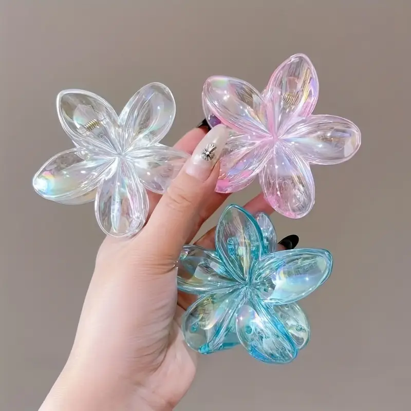 Crystal flower claw clip