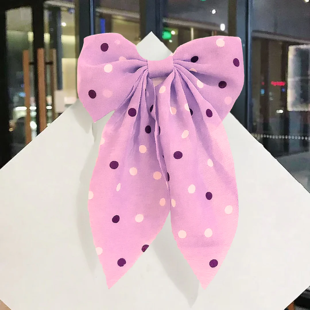 Hair Bow in Polka Dot Print - Image 3
