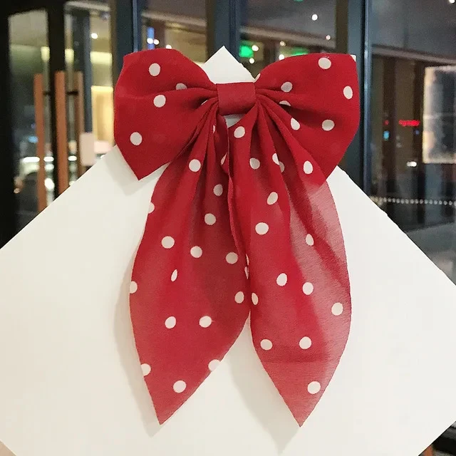 Hair Bow in Polka Dot Print - Image 5