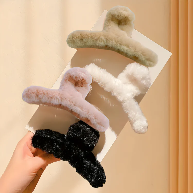 Fluffy 4-Piece Hair Claw Clip Set - Image 2