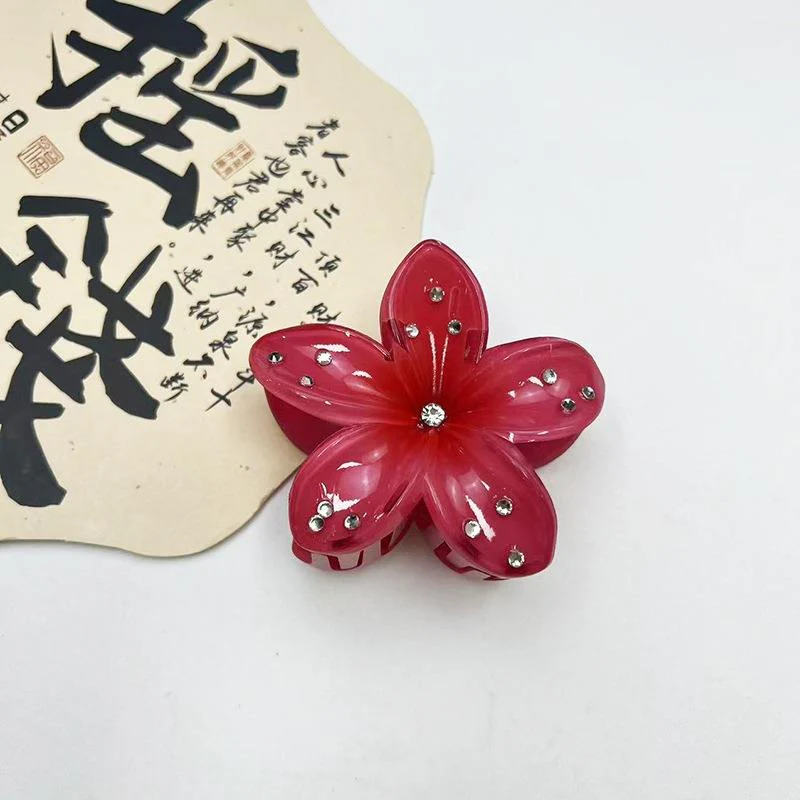 Gradient Flower Claw Clip with Rhinestones - Image 4