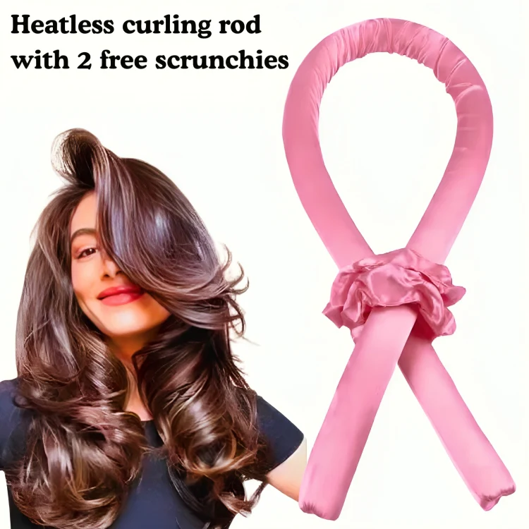 Silk Heatless Hair Curling Rod With 2 Free Scrunchies